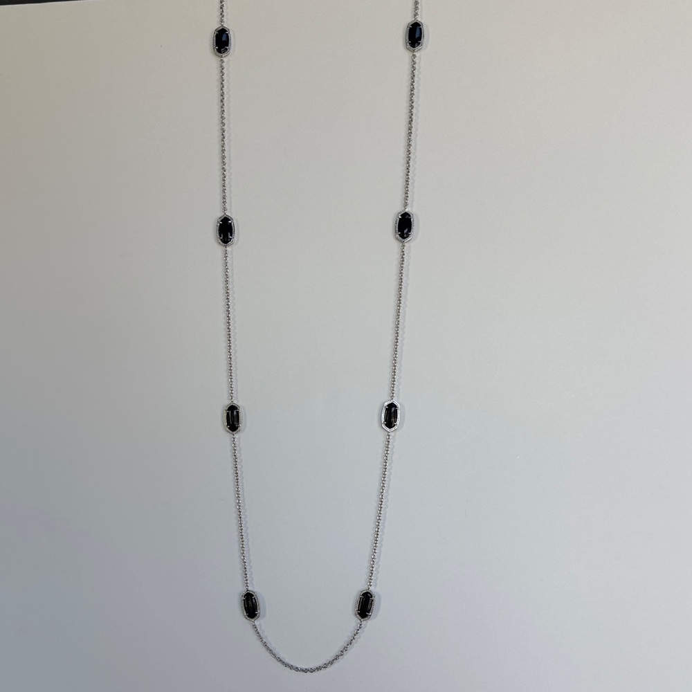 Kendra Scott Kelsie Station Black Onyx/Silver Necklace